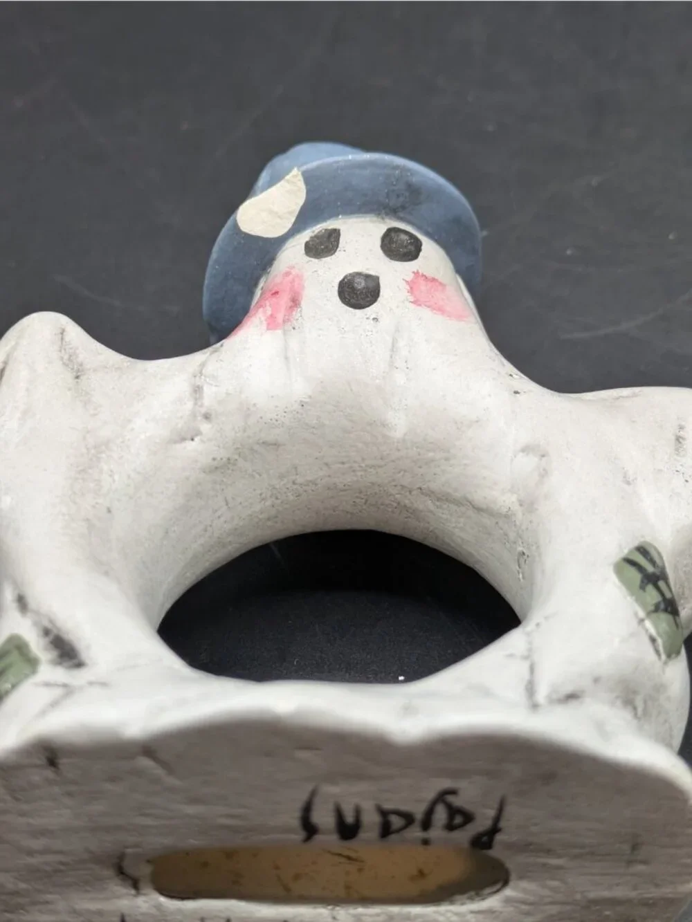 Vintage Studio Hand Painted Ghost Shaped Napkin Rings Set of 4 Signed 3.5